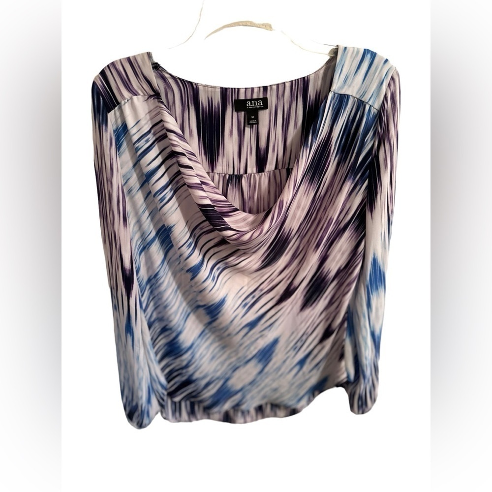 Ana Sheer Delicate Blouse Womens Medium Multicolor Split Slit Open Long Sleeves